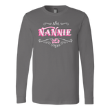 NANNIE PINK/WHITE UNISEX LONG SLEEVE T-SHIRT- CREWNECK