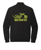 BLACK Open Road Girl 3/4 Zip PULLOVER Sweatshirt - CHOOSE YOUR LOGO COLOR!