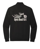 BLACK Open Road Girl 3/4 Zip PULLOVER Sweatshirt - CHOOSE YOUR LOGO COLOR!