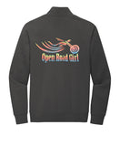 DARK GREY Open Road Girl  3/4 ZIP Pullover Sweatshirt - CHOOSE YOUR LOGO COLOR!