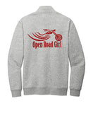 (MEDIUM MEN ONLY) GREY Open Road Girl  3/4 ZIP Pullover Sweatshirt - CHOOSE YOUR LOGO COLOR!