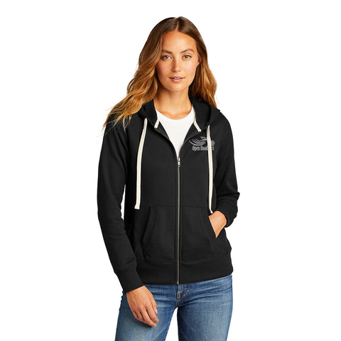 BLACK/SILVER Open Road Girl Full Zip Up Hoodie with White Strings