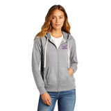 LIGHT GREY Open Road Girl Full Zip Up Hoodie with White Strings