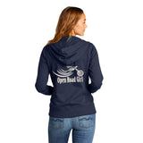 BLUE Open Road Girl Full Zip Up Hoodie with White Strings