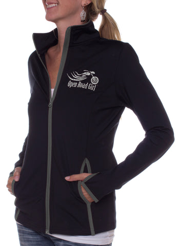 Women’s Motorcycle Jacket | Metallic Silver Full Zip – Open Road Girl