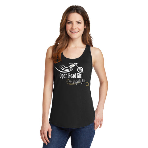 It's a Lifestyle, Open Road Girl WIDE back Tank Top with Rhinestones