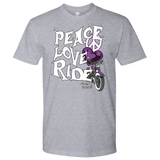 PURPLE Peace Love Ride UNISEX Tee Shirt
