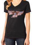 Live/Love/Ride Wing Ladies V-neck Tee, 4 Colors