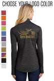 REFLECTIVE!  Black Open Road Girl Stretch Reflective 1/2-Zip Pullover - Choose your Logo Color!