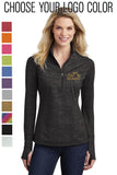 REFLECTIVE!  Black Open Road Girl Stretch Reflective 1/2-Zip Pullover - Choose your Logo Color!
