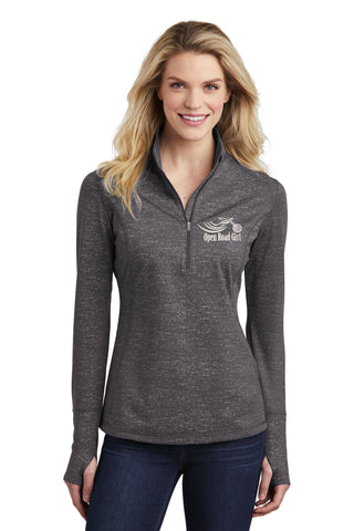 REFLECTIVE!  Grey Open Road Girl Stretch Reflective 1/2-Zip Pullover