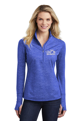 REFLECTIVE!  Blue Open Road Girl Stretch Reflective 1/2-Zip Pullover