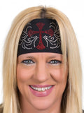 red CROSS-SWIRL-COLORS Rhinestone headwrap open road girl clothing and accessories for women lady biker