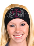 pink CROSS-SWIRL-COLORS Rhinestone headwrap open road girl clothing and accessories for women lady biker