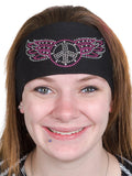Tie-back Stretchy Rhinestone Bandana Peace with Wings Design, 4 Colors