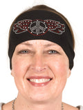 Tie-back Stretchy Rhinestone Bandana Peace with Wings Design, 4 Colors