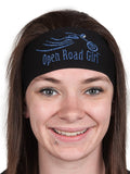 blue Tie-back Stretchy Rhinestone Bandana Sparkly Open Road Girl Design, 9 Colors