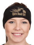 Gold Tie-back Stretchy Rhinestone Bandana Sparkly Open Road Girl Design, 9 Colors
