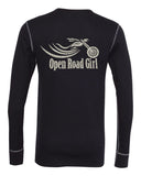 SILVER GLITTER Open Road Girl Black with Outline Thermal Long Sleeve Tee