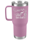 OPEN ROAD GIRL IT'S A LIFESTYLE (20 OUNCES) TRAVEL MUG WITH HANDLE, 16 COLORS