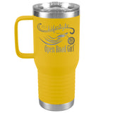 OPEN ROAD GIRL IT'S A LIFESTYLE (20 OUNCES) TRAVEL MUG WITH HANDLE, 16 COLORS