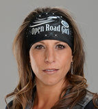 White sparkly Knotty Band Open Road Girl pullover headwraps with rhinestones