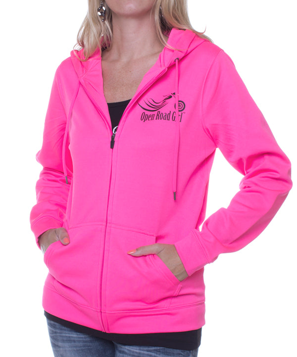 Hot Pink Open Road Girl Full Zip Hoodie
