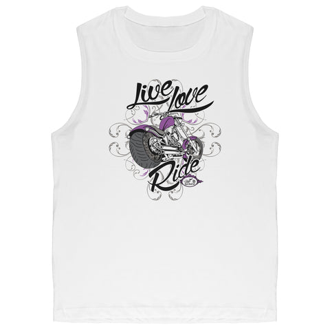 PURPLE Live Love Ride with Motorcycle UNISEX Muscle Tank