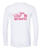CHOOSE your LOGO color!  GLITTER Open Road Girl WHITE Thermal Long Sleeve Tee