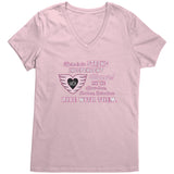 Pink/White Here is to Strong Independent Women Ladies Vneck Tee, 8 COLORS