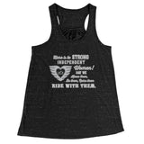 Grey/White Here is to Strong Independent Women Ladies Flowy Tank Top, 10 COLORS