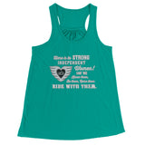 Grey/White Here is to Strong Independent Women Ladies Flowy Tank Top, 10 COLORS