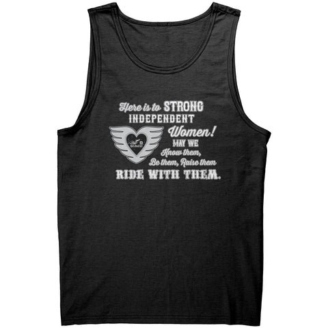 Grey/White Here is to Strong Independent Women UNISEX WideBack Tank Top, 4 COLORS