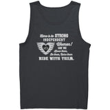 Grey/White Here is to Strong Independent Women UNISEX WideBack Tank Top, 4 COLORS