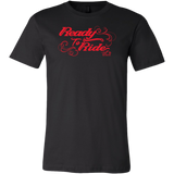 RED READY TO RIDE WITH SWIRLS MEN'S STYLE CREW NECK TEE