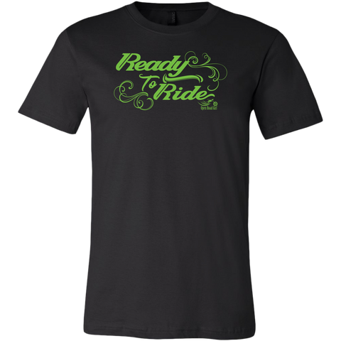 GREEN READY TO RIDE WITH SWIRLS MEN'S STYLE CREW NECK TEE