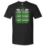 NEON GREEN I Love To Ride UNISEX Short Sleeve T-Shirt- Crewneck
