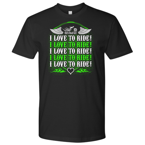 NEON GREEN I Love To Ride UNISEX Short Sleeve T-Shirt- Crewneck