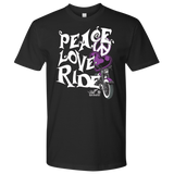 PURPLE Peace Love Ride UNISEX Tee Shirt