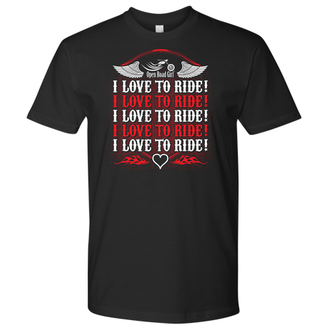 RED I Love To Ride UNISEX Short Sleeve T-Shirt- Crewneck