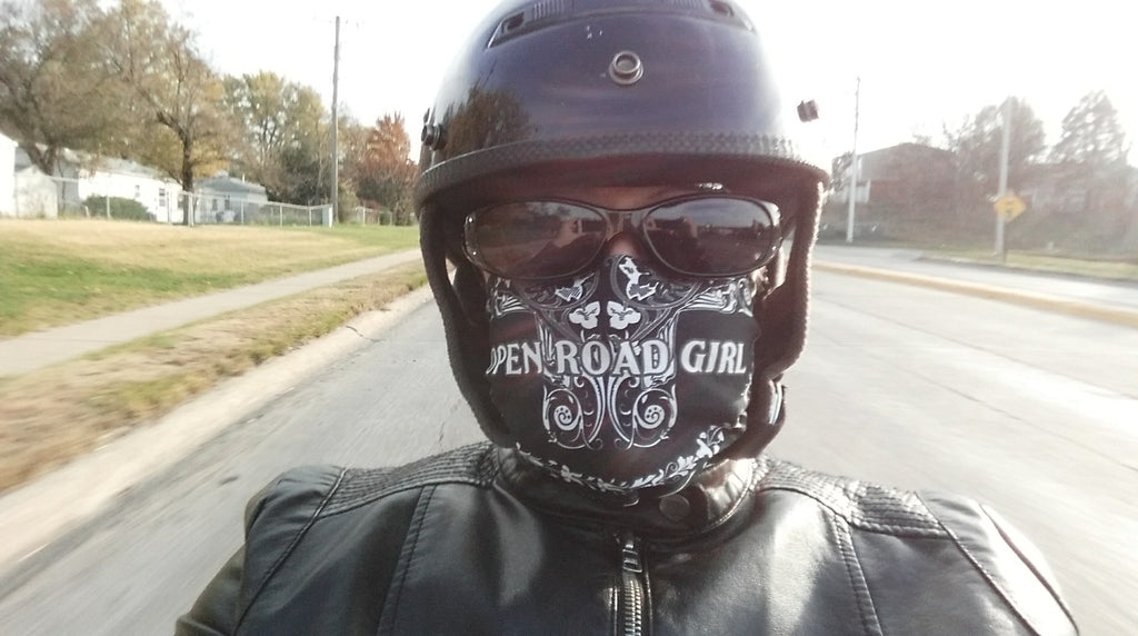 bandana under bike helmet Open Road Girl / Live Love Ride Bandana – Available in 4 Colors Red