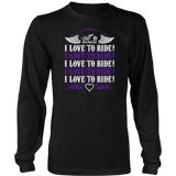 PURPLE I Love To Ride UNISEX Long Sleeve T-Shirt- Crewneck