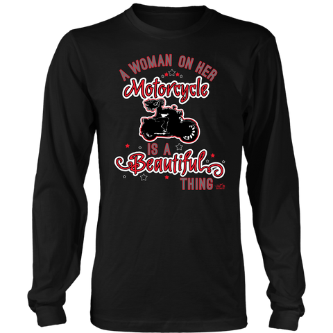 RED A Woman on her Motorcycle is a Beautiful Thing Unisex Long Sleeve Tee