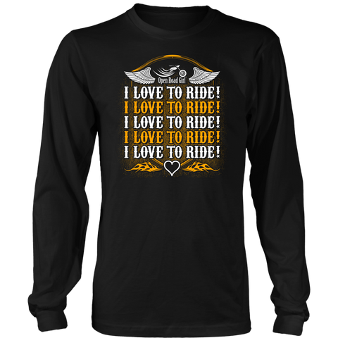 ORANGE I Love To Ride UNISEX Long Sleeve T-Shirt- Crewneck