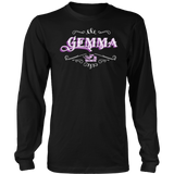Gemma PURPLE/WHITE UNISEX Long Sleeve T-Shirt- Crewneck