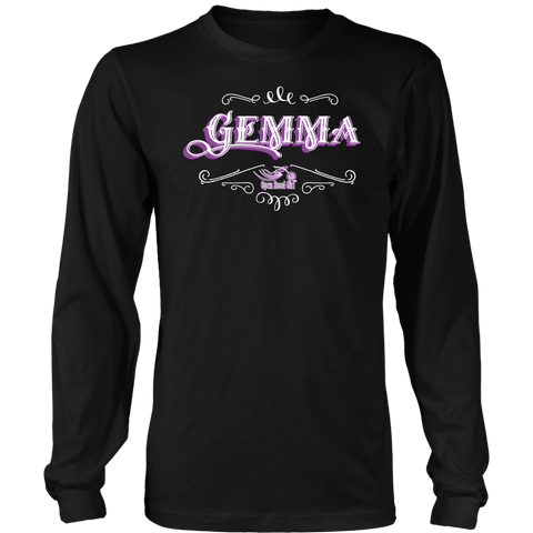 Gemma PURPLE/WHITE UNISEX Long Sleeve T-Shirt- Crewneck