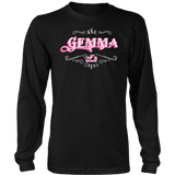 Gemma PINK/WHITE UNISEX Long Sleeve T-Shirt- Crewneck