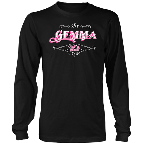 Gemma PINK/WHITE UNISEX Long Sleeve T-Shirt- Crewneck