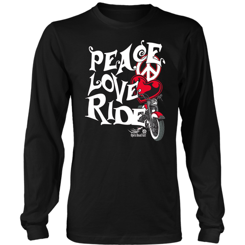 RED PEACE LOVE RIDE UNISEX LONG SLEEVE SHIRT