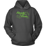 GREEN  READY TO RIDE WITH SWIRLS UNISEX PULLOVER HOODIE